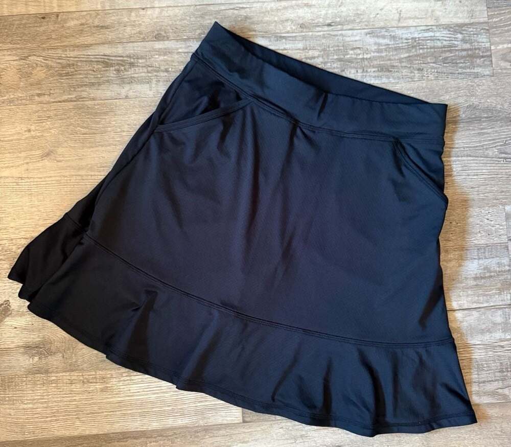 Ameliora Flattering Black Ruffle-Hem Skater Pickeball Skirt size XS